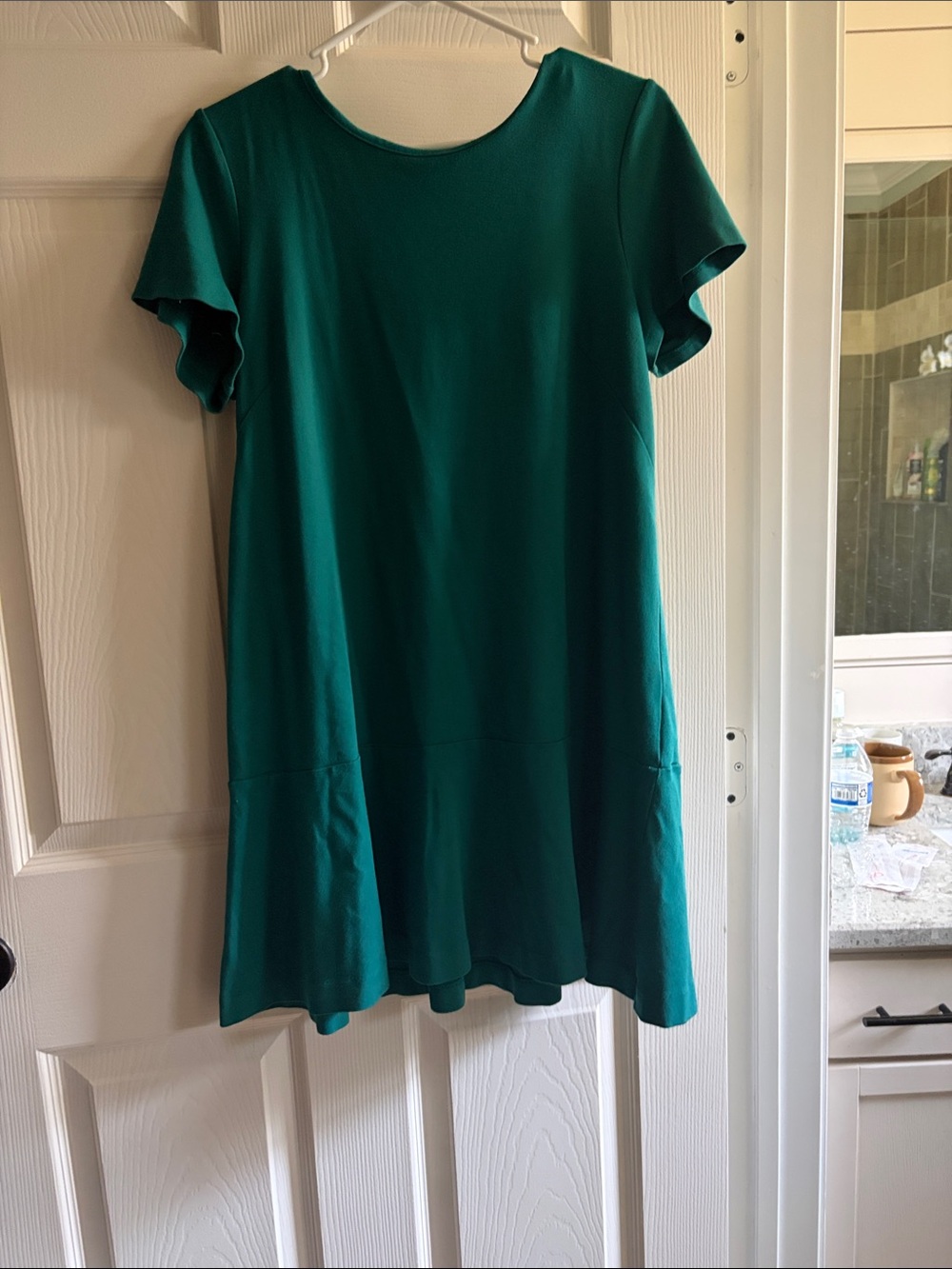 Ann Taylor Emerald Green Short Sleeve Ruffle Hem Dress